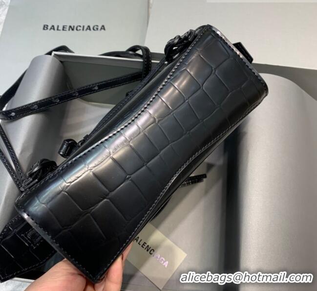 Grade Design Balenciaga Neo Classic Mini Bag in Maxi-Crocodile Embossed Calfskin 10440 All Black