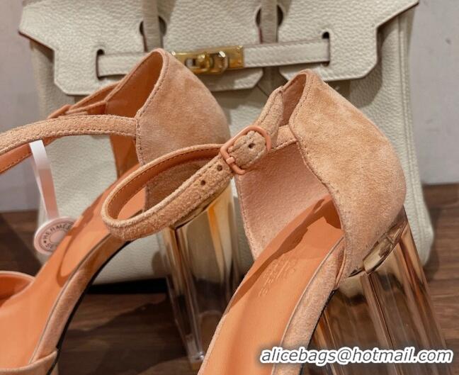 Purchase Hermes Fever Suede Platform Sandals 11cm Beige 625021 