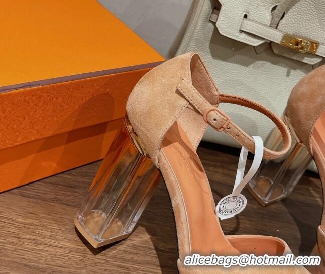 Purchase Hermes Fever Suede Platform Sandals 11cm Beige 625021 