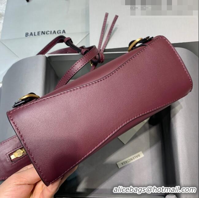 Super Quality Balenciaga Neo Classic Mini Top Handle Bag in Smooth Calfskin 10441 Burgundy/Gold