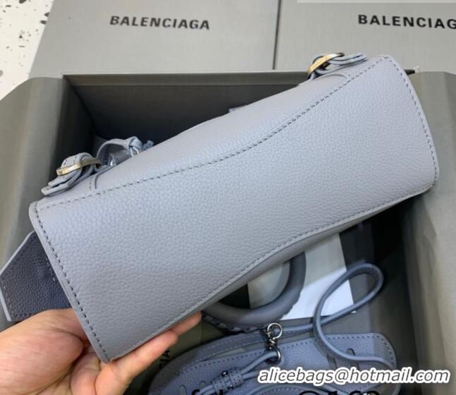 Low Price Balenciaga Neo Classic Mini Bag in Grained Calfskin 638512 Light Blue/Gold