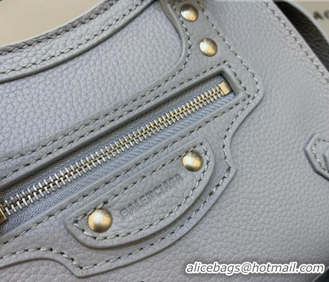 Low Price Balenciaga Neo Classic Mini Bag in Grained Calfskin 638512 Light Blue/Gold