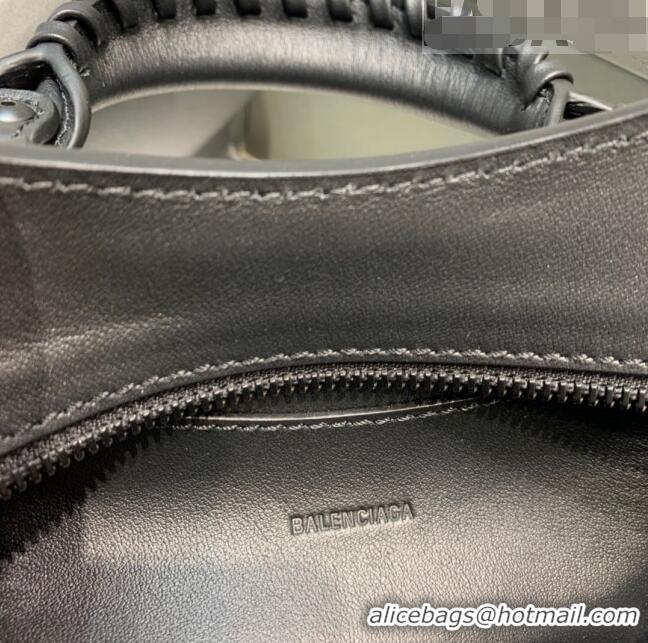 Famous Brand Balenciaga Matte Neo Classic Mini Top Handle Bag in Smooth Calfskin 10443 All Black