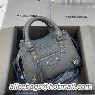 Trendy Design Balenciaga Neo Classic Mini Bag in Grained Calfskin 638512 Dark Grey/Gold