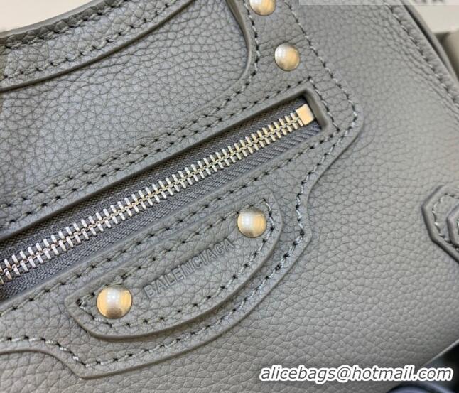 Trendy Design Balenciaga Neo Classic Mini Bag in Grained Calfskin 638512 Dark Grey/Gold