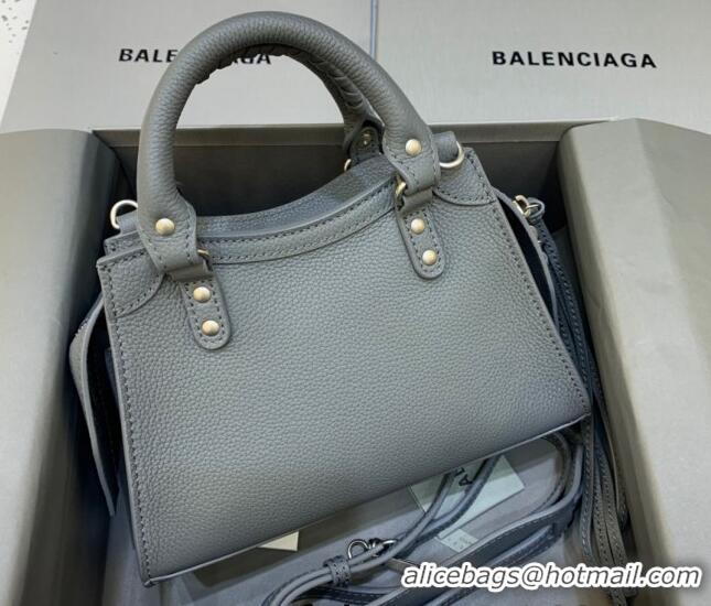 Trendy Design Balenciaga Neo Classic Mini Bag in Grained Calfskin 638512 Dark Grey/Gold