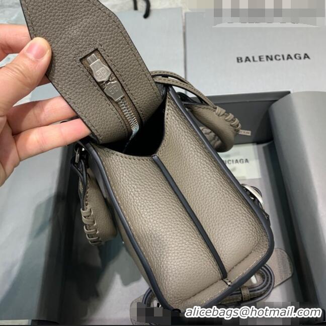 Top Grade Balenciaga Neo Classic Mini Bag in Grained Calfskin 638512 Khaki Grey/Silver