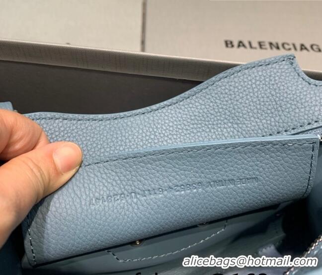 Best Price Balenciaga Neo Classic Mini Bag in Grained Calfskin 638512 Dusty Blue/Silver