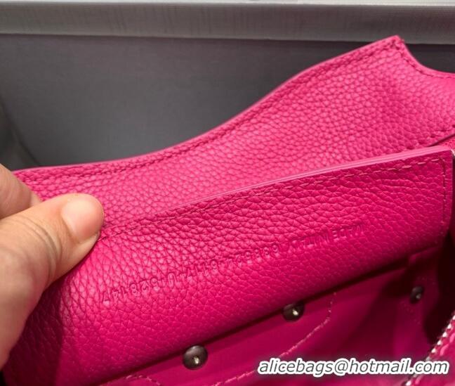 Luxury Discount Balenciaga Neo Classic Mini Bag in Grained Calfskin 638512 Hot Pink/Silver