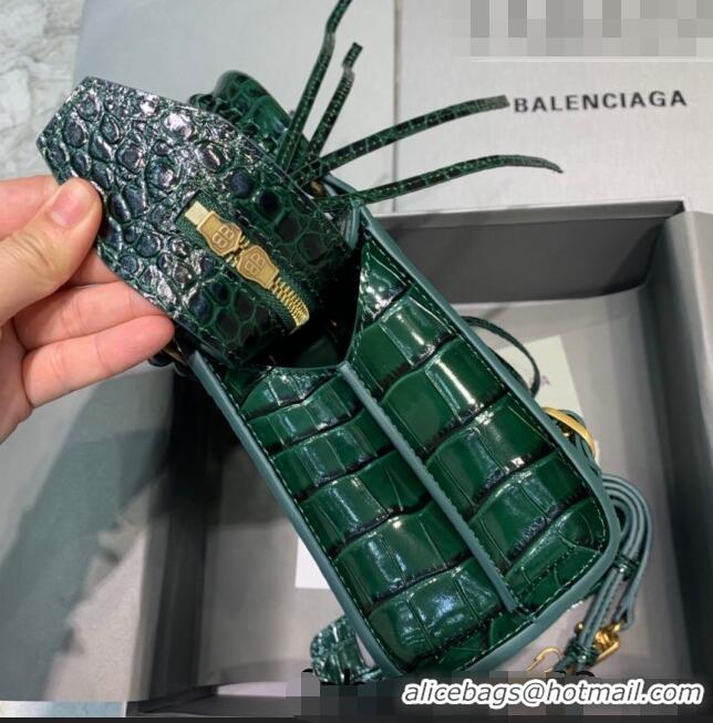 Youthful Best Balenciaga Neo Classic Mini Bag in Shiny Crocodile Embossed Leather 638512 Dark Green/Gold