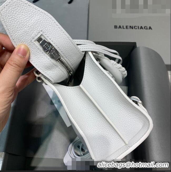 Low Cost Balenciaga Neo Classic Mini Bag in Grained Calfskin 638512 White/Silver