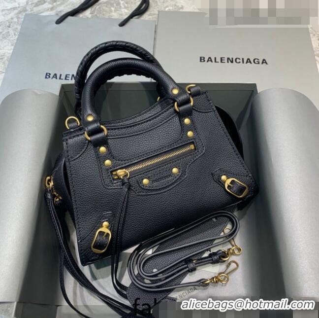 Promotional Balenciaga Neo Classic Mini Bag in Grained Calfskin 638512 Black/Gold