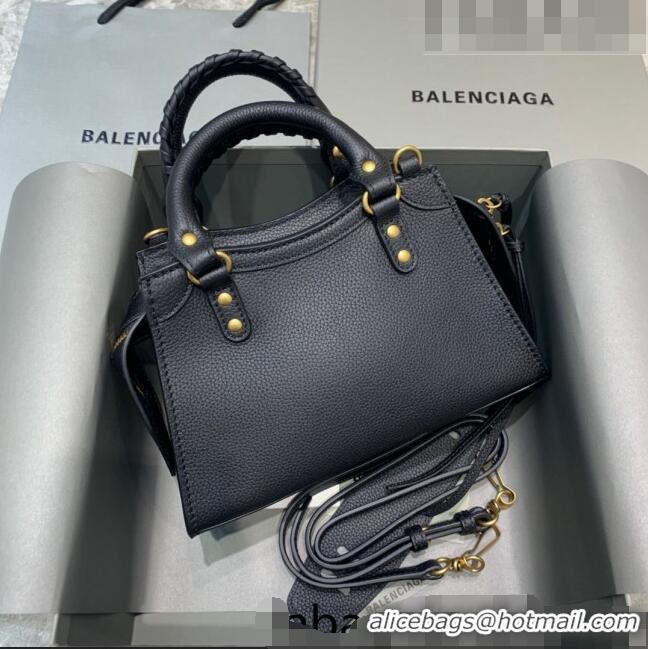 Promotional Balenciaga Neo Classic Mini Bag in Grained Calfskin 638512 Black/Gold