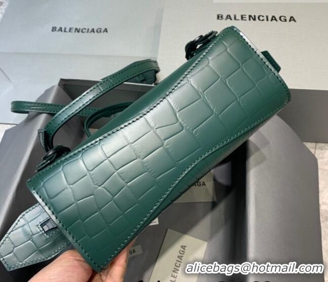 Top Quality Balenciaga Neo Classic Mini Bag in Maxi-Crocodile Embossed Leather 638512 Green/Black Hardware