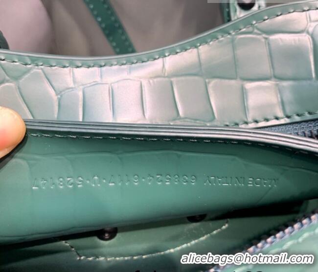 Top Quality Balenciaga Neo Classic Mini Bag in Maxi-Crocodile Embossed Leather 638512 Green/Black Hardware