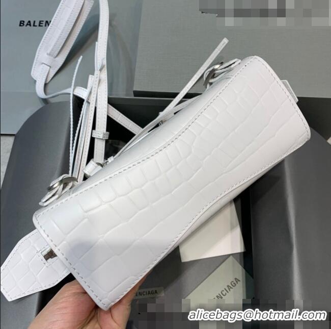 Good Taste Balenciaga Neo Classic Mini Bag in Maxi-Crocodile Embossed Leather 638512 White/Silver