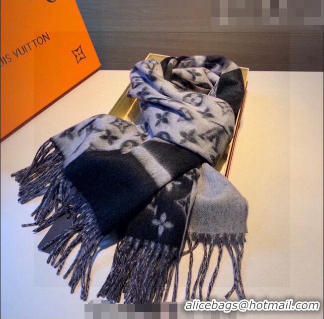 Traditional Specials Louis Vuitton Cashmere Long Scarf 45x210cm 0815 Grey/Black 2023