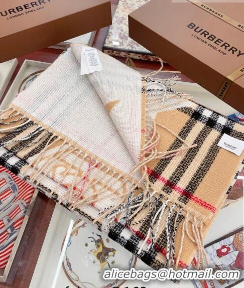 Top Quality Burberry Check Wool Cashmere Reversible Long Scarf 200x40cm B8811 2023