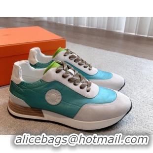 Best Price Hermes Drive Sneakers in Fabric and Suede Light Blue 625033