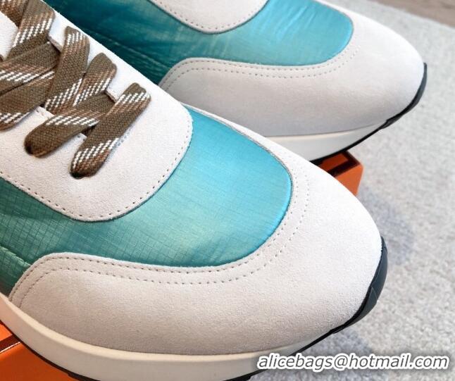 Best Price Hermes Drive Sneakers in Fabric and Suede Light Blue 625033