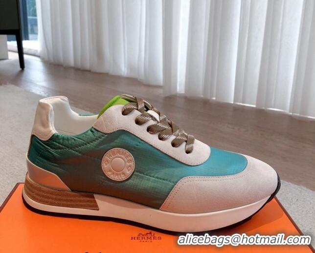 Best Price Hermes Drive Sneakers in Fabric and Suede Light Blue 625033