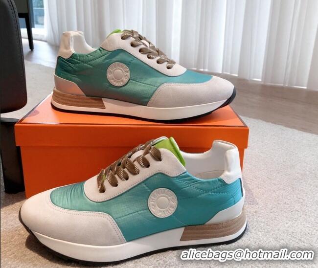 Best Price Hermes Drive Sneakers in Fabric and Suede Light Blue 625033