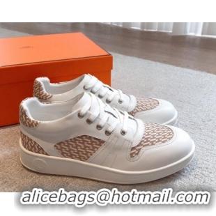 Purchase Hermes Free Low Top Sneakers in Canvas and Calfskin White/Beige 625045