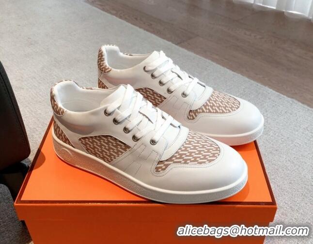 Purchase Hermes Free Low Top Sneakers in Canvas and Calfskin White/Beige 625045