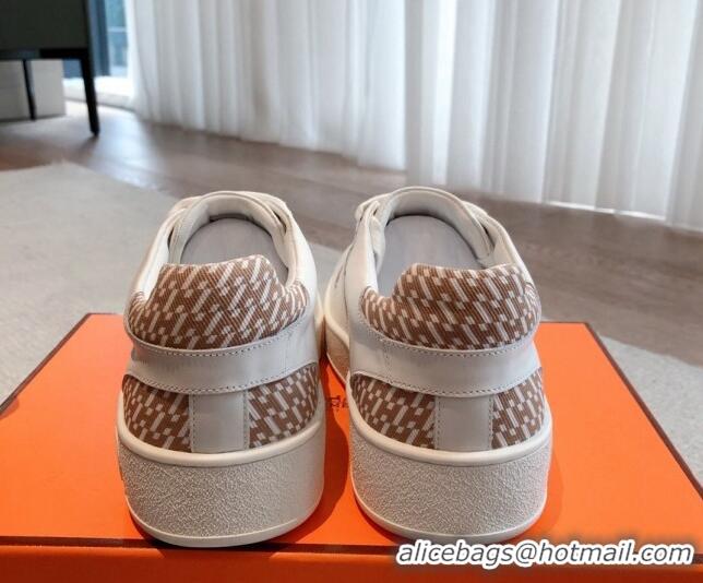 Purchase Hermes Free Low Top Sneakers in Canvas and Calfskin White/Beige 625045