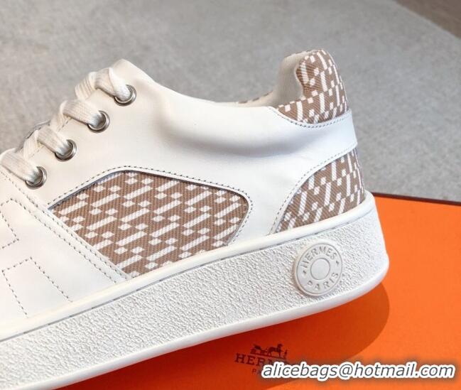 Purchase Hermes Free Low Top Sneakers in Canvas and Calfskin White/Beige 625045