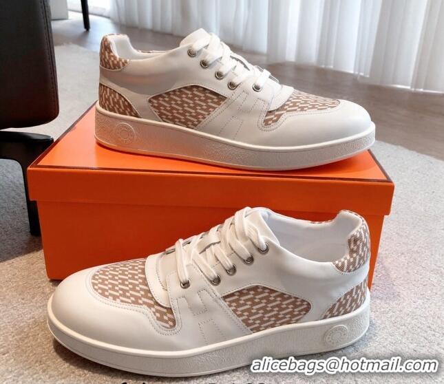 Purchase Hermes Free Low Top Sneakers in Canvas and Calfskin White/Beige 625045