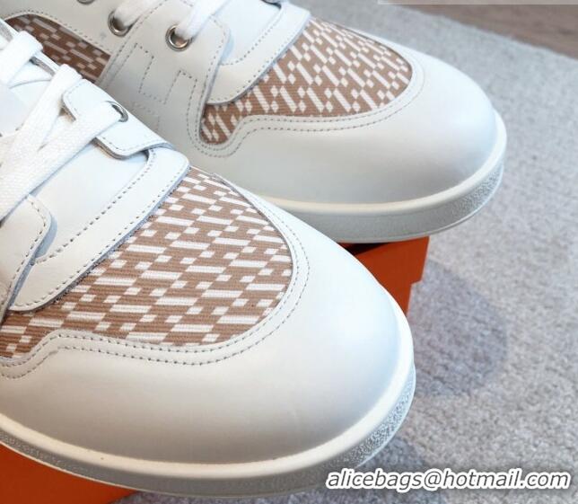 Purchase Hermes Free Low Top Sneakers in Canvas and Calfskin White/Beige 625045