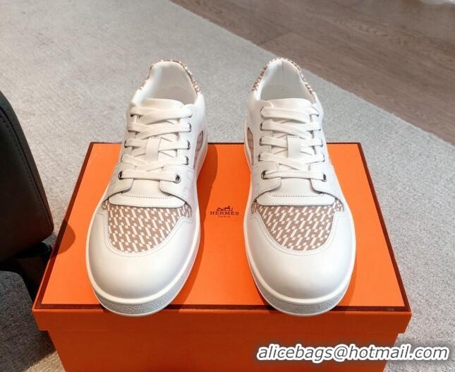 Purchase Hermes Free Low Top Sneakers in Canvas and Calfskin White/Beige 625045