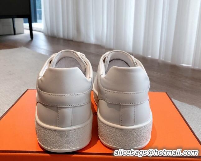 Good Looking Hermes Free Low Top Sneakers in Perforated Calfskin White 625049