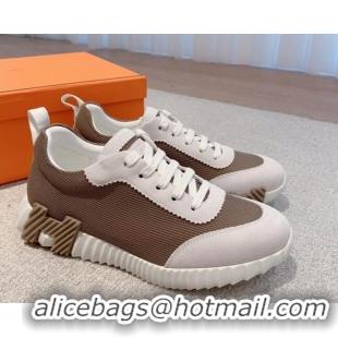 Popular Style Hermes Bouncing Sneakers in Technical Mesh and Suede Khaki 625050