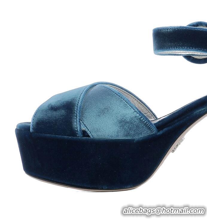 ​Good Product Prada Velvet Platform Sandals PR5891 Blue