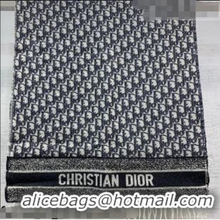 Luxurious Dior Oblique Cashmere Scarf 45x200cm 110301 Black/Grey