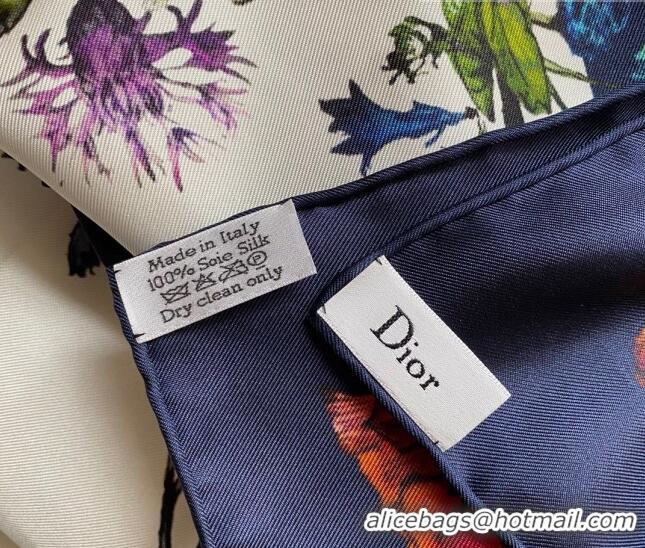 Trendy Design Dior Flora Silk Square Scarf 110311 Navy Blue