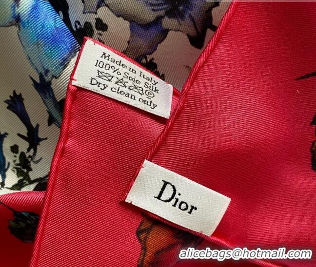 Low Cost Dior Flora Silk Square Scarf 110312 Red