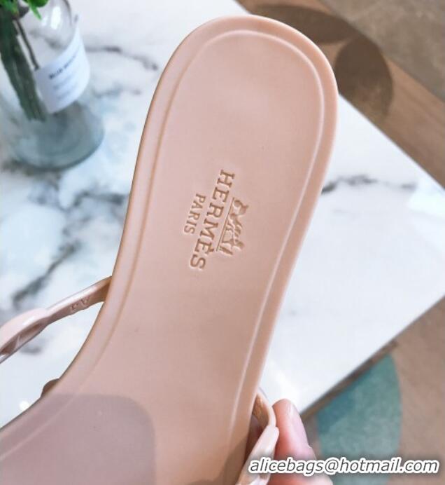 Good Product Hermes PVC Chain Flat Slide Sandals 704035 Nude