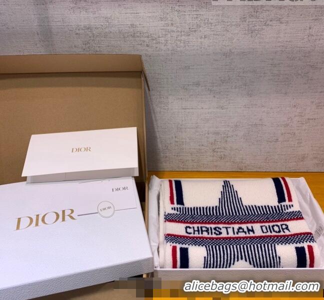 Promotional Dior Wool Cashmere Star Scarf 30x200cm D22319 White