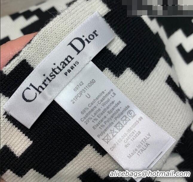 Inexpensive Dior Houndstooth Cashmere Scarf 30x180cm D22320 White/Black