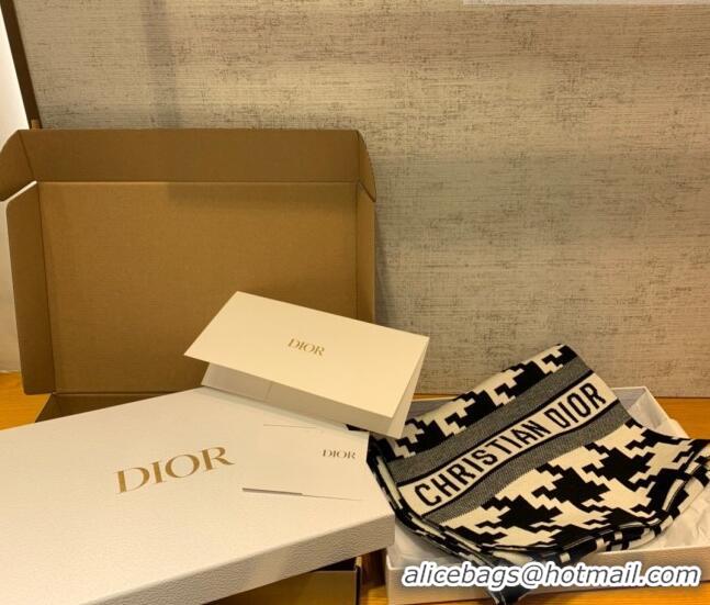 Inexpensive Dior Houndstooth Cashmere Scarf 30x180cm D22320 White/Black