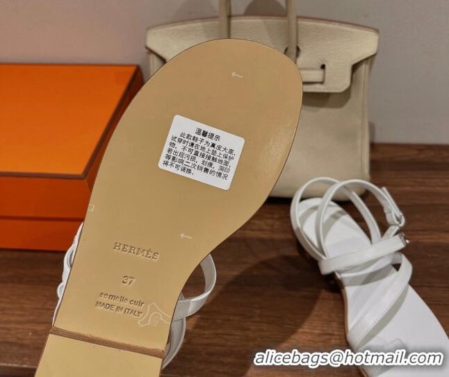 Stylish Hermes Leather Strap Sandals with H 711088 White