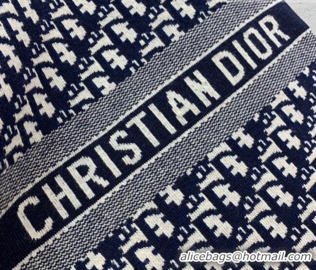 New Design Dior Wool Cashmere Scarf 35x200cm D22325 Navy Blue