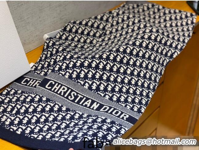 New Design Dior Wool Cashmere Scarf 35x200cm D22325 Navy Blue