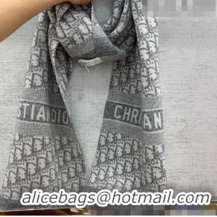 Good Taste Dior Wool Cashmere Scarf 35x200cm D22325 Grey