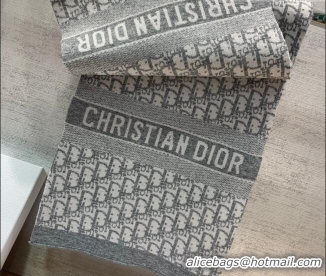 Good Taste Dior Wool Cashmere Scarf 35x200cm D22325 Grey