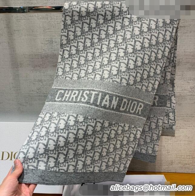 Good Taste Dior Wool Cashmere Scarf 35x200cm D22325 Grey