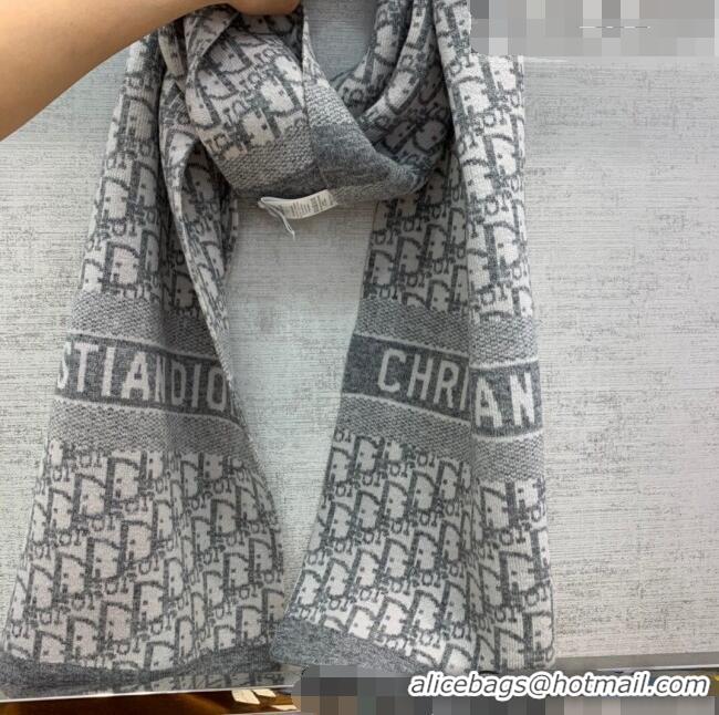 Good Taste Dior Wool Cashmere Scarf 35x200cm D22325 Grey